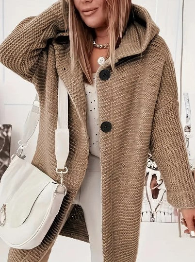 Women's Loose hooded cardigan met lange mouwen