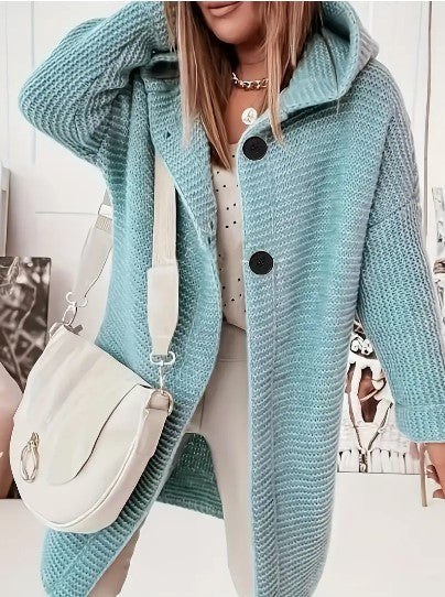Women's Loose hooded cardigan met lange mouwen