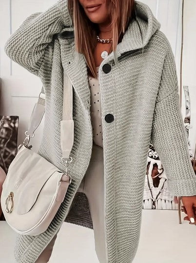 Women's Loose hooded cardigan met lange mouwen