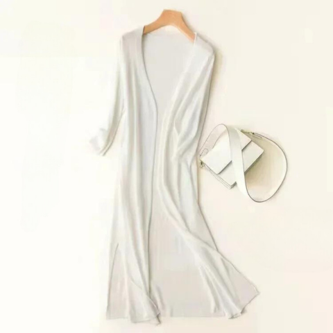 Lightweight Knit Long Cardigan - Women's Open Front Sweater, Breathable Layer