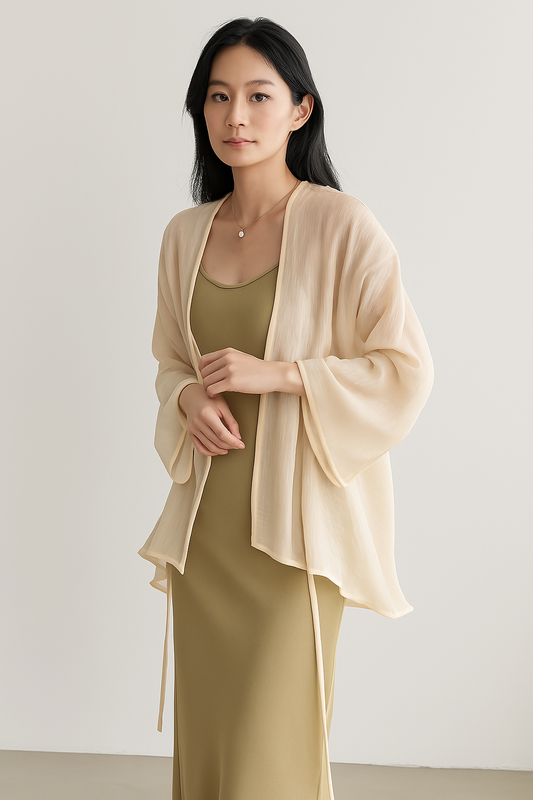 Women’s Cardigan – Sheer Lightweight Fabric – Loose Fit – Long Sleeve Open Front