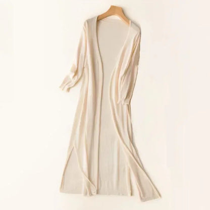 Lightweight Knit Long Cardigan - Women's Open Front Sweater, Breathable Layer