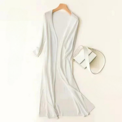 Lightweight Knit Long Cardigan - Women's Open Front Sweater, Breathable Layer
